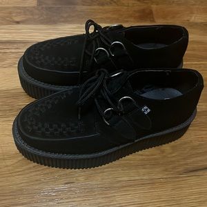T.U.K Black Faux Suede Platform Creeper